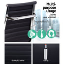 Artiss Office Chair Conference Chairs PU Leather Mid Back Black-6