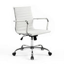 Artiss Office Chair Conference Chairs PU Leather Mid Back White-1