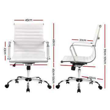 Artiss Office Chair Conference Chairs PU Leather Mid Back White - 0