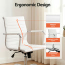 Artiss Office Chair Conference Chairs PU Leather Mid Back White-5