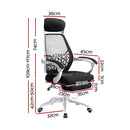 Artiss Mesh Office Chair Recliner Black White-2