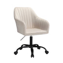 Artiss Office Chair Velvet Seat Cream-1