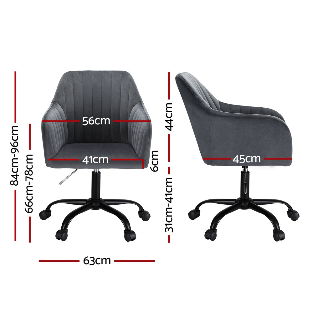Artiss Office Chair Velvet Seat Dark Grey - 0