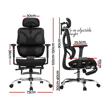 Artiss Ergonomic Office Chair Footrest Black - 0