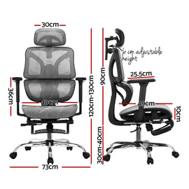 Artiss Ergonomic Office Chair Footrest Grey - 0