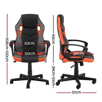 Artiss Gaming Office Chair Computer Executive Racing Chairs High Back Orange - 0