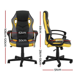 Artiss Gaming Office Chair Computer Executive Racing Chairs High Back Yellow - 0