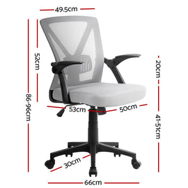 Artiss Mesh Office Chair Mid Back Grey - 0