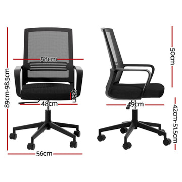 Artiss Mesh Office Chair Mid Back Black - 0