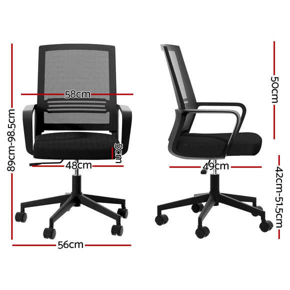 Artiss Mesh Office Chair Mid Back Black
