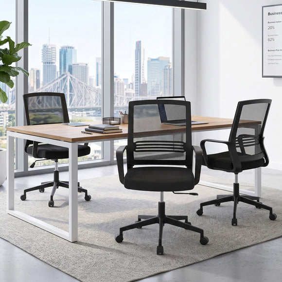 Artiss Mesh Office Chair Mid Back Black
