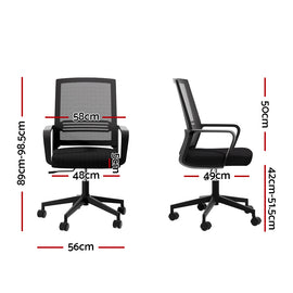 Artiss Mesh Office Chair Computer Gaming Desk Chairs Work Study Mid Back Black - 0