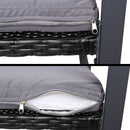 Gardeon 4 PCS Outdoor Sofa Set Rattan Furniture Glass Top Table Chairs Black-7