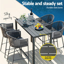 Gardeon 5-Piece Outdoor Bar Set Dining Table Rope Chair Patio Bistro Set-5