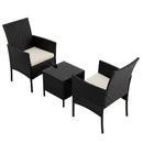 Gardeon 3PC Outdoor Bistro Set Patio Furniture Wicker Setting Chairs Table Cushion Black-3