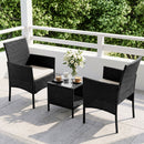 Gardeon 3PC Outdoor Bistro Set Patio Furniture Wicker Setting Chairs Table Cushion Black-8