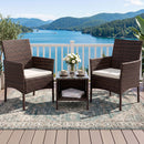 Gardeon 3PC Outdoor Bistro Set Patio Furniture Wicker Setting Chairs Table Cushion Brown-1