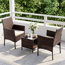 Gardeon 3PC Outdoor Bistro Set Patio Furniture Wicker Setting Chairs Table Cushion Brown-8