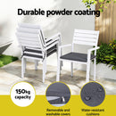 Gardeon 4PC Outdoor Dining Chairs Stackable Aluminum Lounge Chair Patio Furniture-5