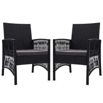 Gardeon 2PC Outdoor Dining Chairs Patio Furniture Wicker Lounge Chair Garden - 0
