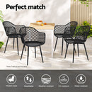 Gardeon 4PC Outdoor Dining Chairs PP Lounge Chair Patio Furniture Garden Black-5