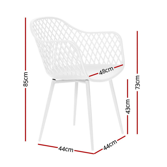 Gardeon 4PC Outdoor Dining Chairs PP Lounge Chair Patio Furniture Garden White