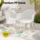 Gardeon 4PC Outdoor Dining Chairs PP Lounge Chair Patio Furniture Garden White-6
