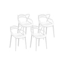 Gardeon 4PC Outdoor Dining Chairs PP Portable Stackable Chair Patio Furniture White-1