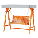 Gardeon Outdoor Wooden Swing Chair Garden Bench Canopy Cushion 3 Seater Teak-8