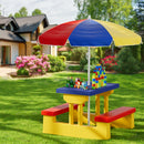Keezi Kids Outdoor Table and Chairs Set Picnic Bench Umbrella Children Indoor-7