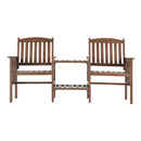 Gardeon Outdoor Garden Bench Loveseat Wooden Table Chairs Patio Furniture Brown-3