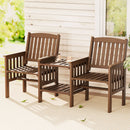 Gardeon Outdoor Garden Bench Loveseat Wooden Table Chairs Patio Furniture Brown-8