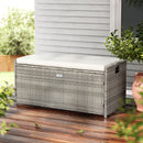 Gardeon Outdoor Storage Bench Box Wicker Garden Sheds Tools Cushion Patio Furniture Grey-7