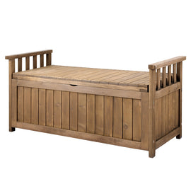 Gardeon Outdoor Storage Bench Box Wooden Garden Toy Tool Sheds Patio Furniture Brown
