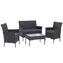 Gardeon 4 Seater Outdoor Sofa Set Wicker Setting Table Chair Furniture Dark Grey-8
