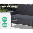 Gardeon 4 Seater Outdoor Sofa Set Wicker Setting Table Chair Furniture Dark Grey-7
