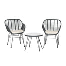 Gardeon 3PC Outdoor Furniture Bistro Set Lounge Setting Table Chairs Cushion Patio Grey-3