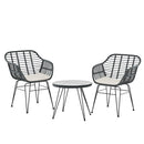 Gardeon 3PC Outdoor Furniture Bistro Set Lounge Setting Table Chairs Cushion Patio Grey-5