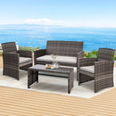 Gardeon 4 PCS Outdoor Sofa Set Rattan Chair Table Setting Garden Furniture Grey-7