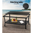 Gardeon 4PCS Outdoor Sofa Set Wicker Harp Chair Table Garden Furniture Black-5