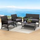 Gardeon 4PCS Outdoor Sofa Set Wicker Harp Chair Table Garden Furniture Grey-8