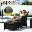 Gardeon Recliner Chair Sun lounge Wicker Lounger Outdoor Furniture Patio Adjustable Black-5