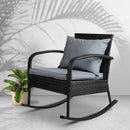 Gardeon Outdoor Furniture Rocking Chair Wicker Garden Patio Lounge Setting Black-7