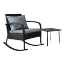 Gardeon 2PC Rocking Chair Table Wicker Outdoor Furniture Patio Lounge Setting-1