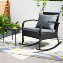 Gardeon 2PC Rocking Chair Table Wicker Outdoor Furniture Patio Lounge Setting-8