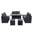 Gardeon Outdoor Dining Set Sofa Lounge Setting Chairs Table Ottoman Black Cover-3