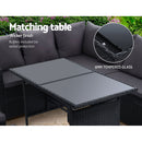 Gardeon Outdoor Dining Set Sofa Lounge Setting Chairs Table Ottoman Black Cover-5