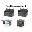 Gardeon Outdoor Dining Set Sofa Lounge Setting Chairs Table Ottoman Grey Cover-7