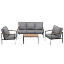 Gardeon 5 Seater Outdoor Sofa Set 4PCS Table Chair Garden Bench Patio Furniture-3
