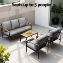 Gardeon 5 Seater Outdoor Sofa Set 4PCS Table Chair Garden Bench Patio Furniture-4